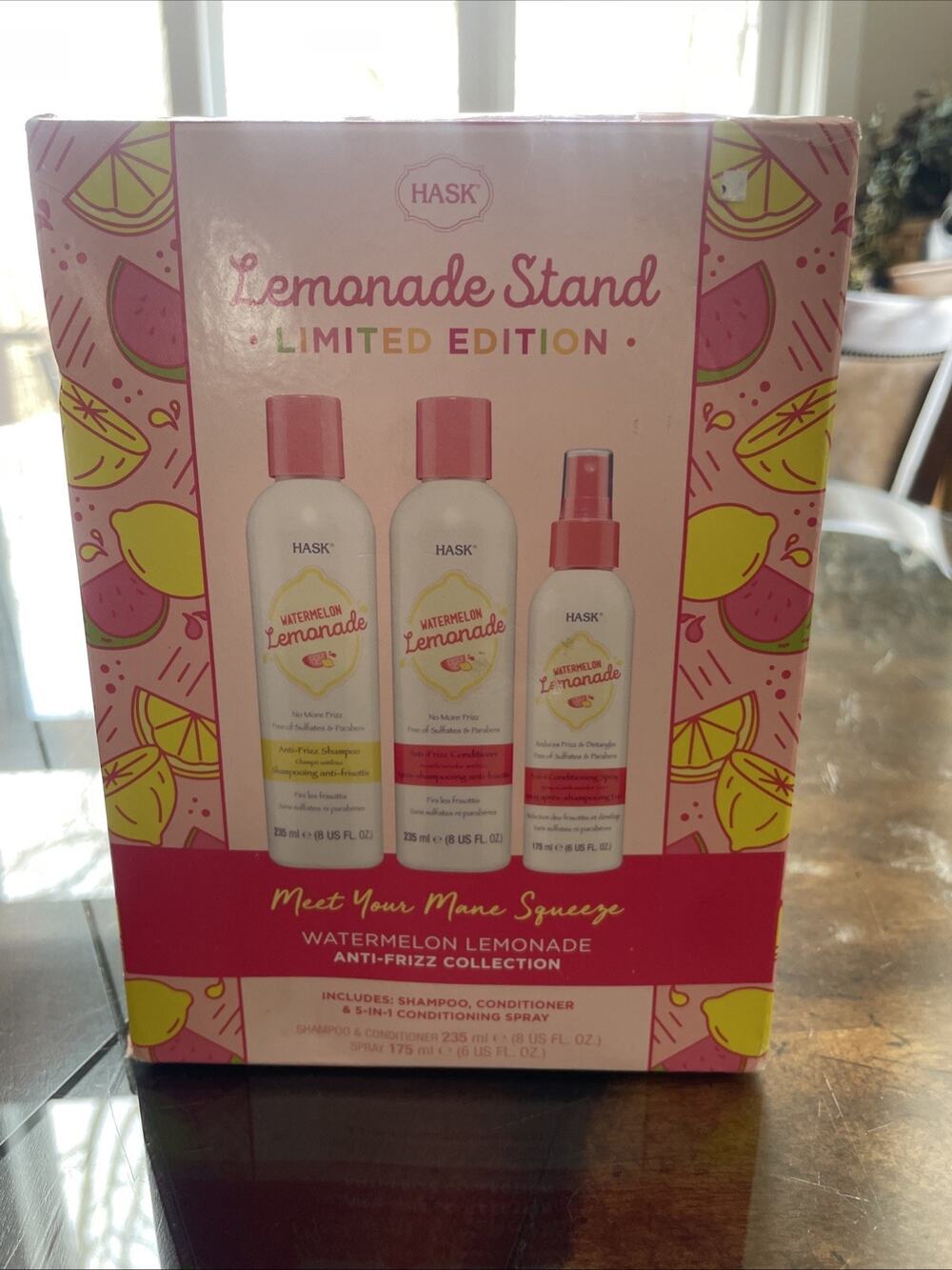 HASK WATERMELON LEMONADE Stand Anti-Frizz Shampoo, Conditioner & 5-in-1 Spray